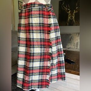 Vintage 1970s Plaid Pleated Tartan Skirt Women's Kilt Good Condition